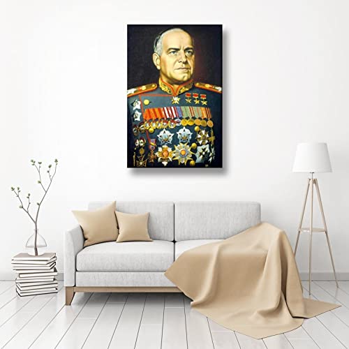 Póster de Georgy Zhukov de General Soviético y Mariscal de la Unión Soviética de Georgy Zhukov para la pared, impresión en lienzo, obras de arte para dormitorio, sala de estar, 50 x 75 cm