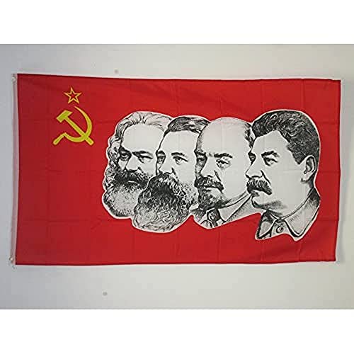 AZ FLAG - Bandera URSS 4 Personas - 150x90 cm - Bandera Roja - Comunista – Soviética - Rusia 100% Poliéster con Ojales de Metal Integrados - 110g - Colores Vivos Y Resistente A La Decoloración
