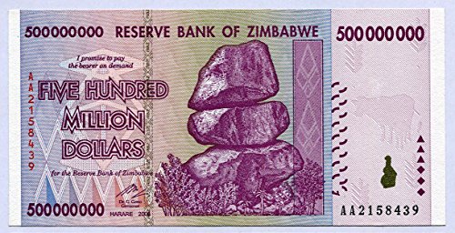 Zimbabwe Pick-No.: 82 2008 500 m. Dollars (billetes para los coleccionistas)
