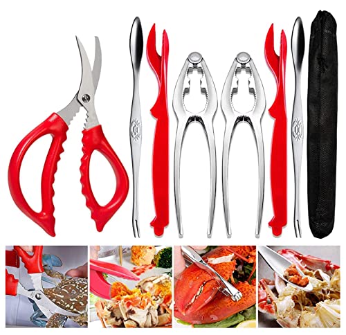 Juego de utensilios para comer marisco: tenazas, tenedores y palillos, ideal para langostas y cangrejos, de acero inoxidable